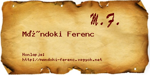 Mándoki Ferenc névjegykártya